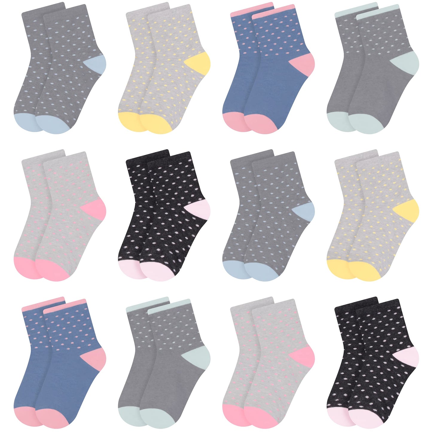L&K-II 10/12 Paar Kinder Mädchen Socken aus Baumwolle Kleinkind niedliche Muster Kids Sneakersocken bunt 2808VA