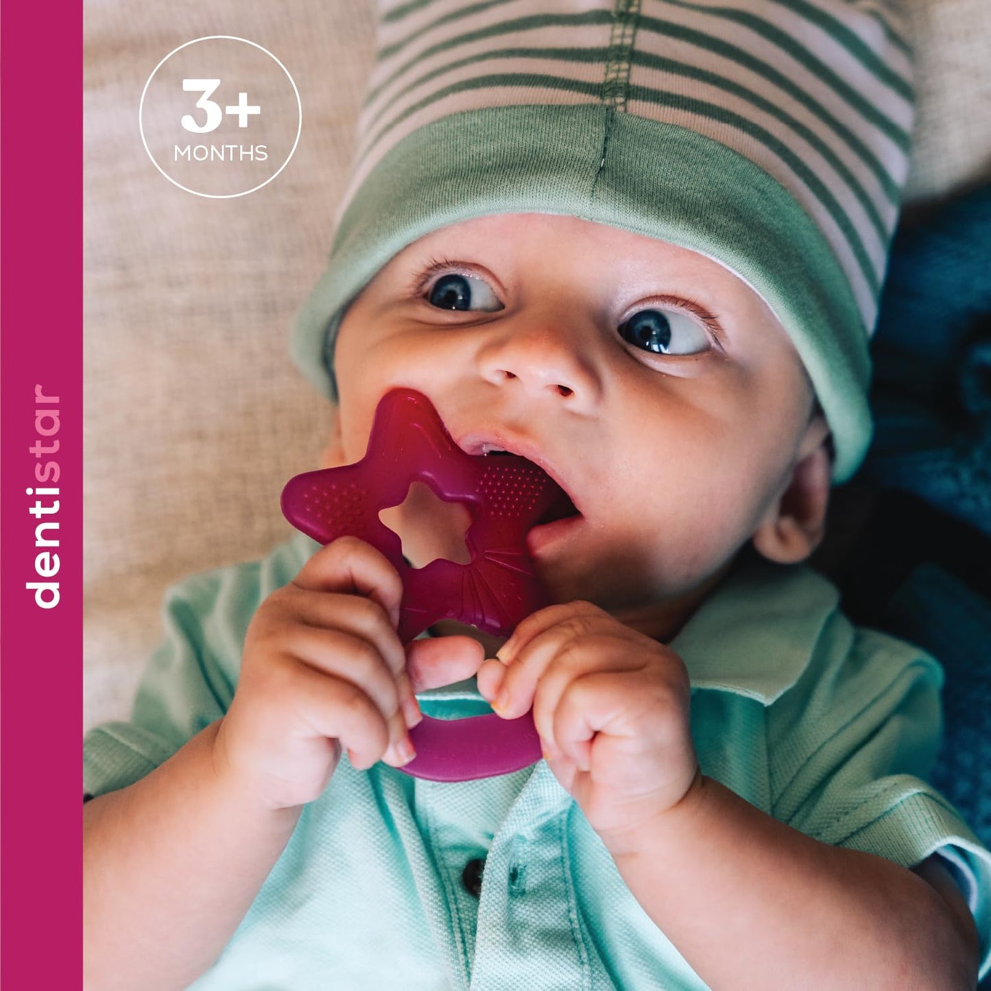 Dentistar Beißring 2er-Set – Teether für Babys & Kleinkinder ab 3 Monate – Baby Beißring mit Griff aus weichem Material zur Zahnungshilfe & Massage – Made in Germany – Pink & Lila