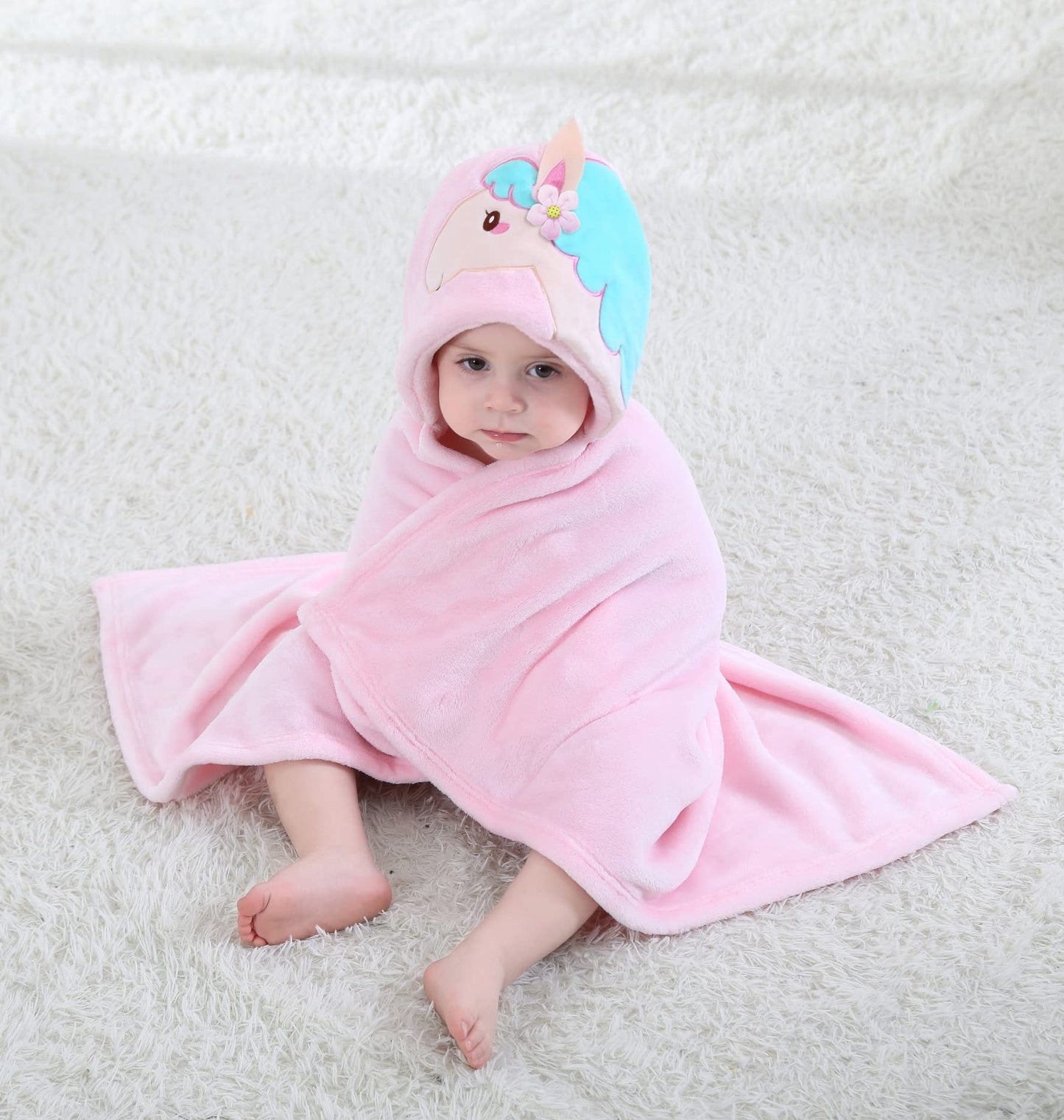Doladola Baby Decke Babys Tier Design,Flanell Kinder Decke Kapuzenhandtuch für Mädchen und Jungen,Baby Kapuze Badeponcho Kinder Warm(gelbe Ente)
