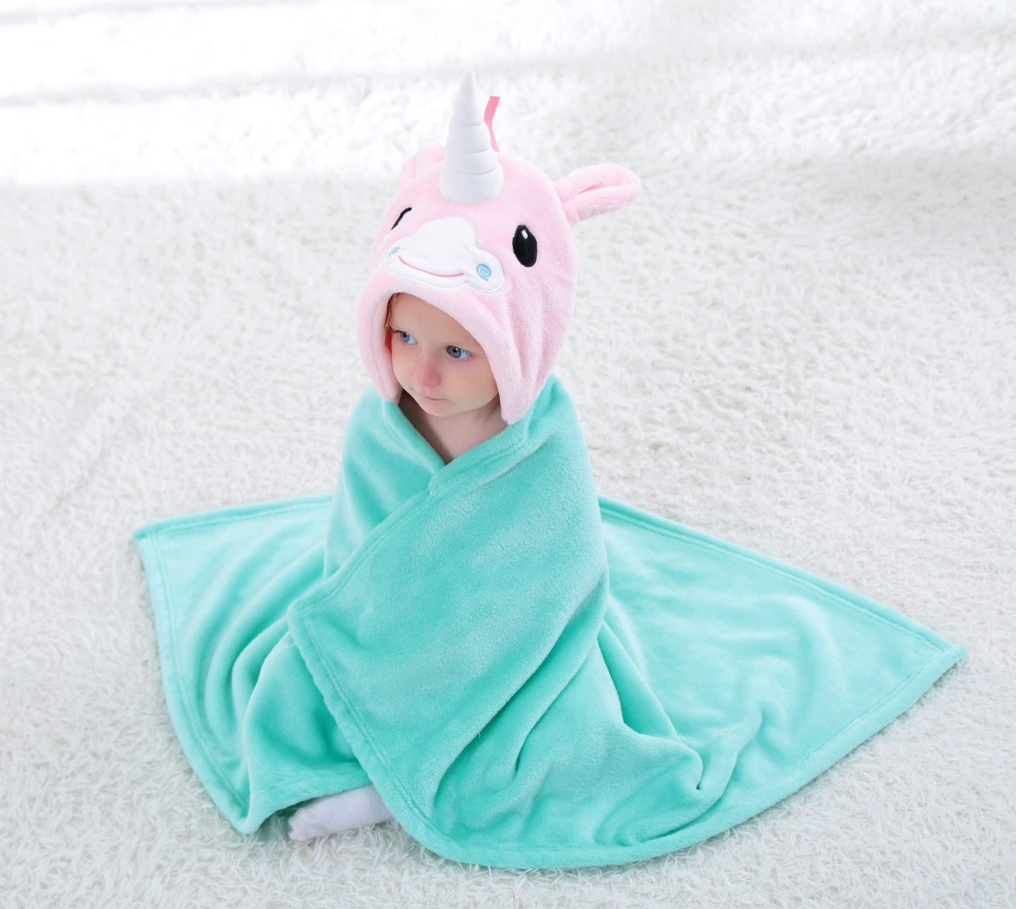 Doladola Baby Decke Babys Tier Design,Flanell Kinder Decke Kapuzenhandtuch für Mädchen und Jungen,Baby Kapuze Badeponcho Kinder Warm(gelbe Ente)
