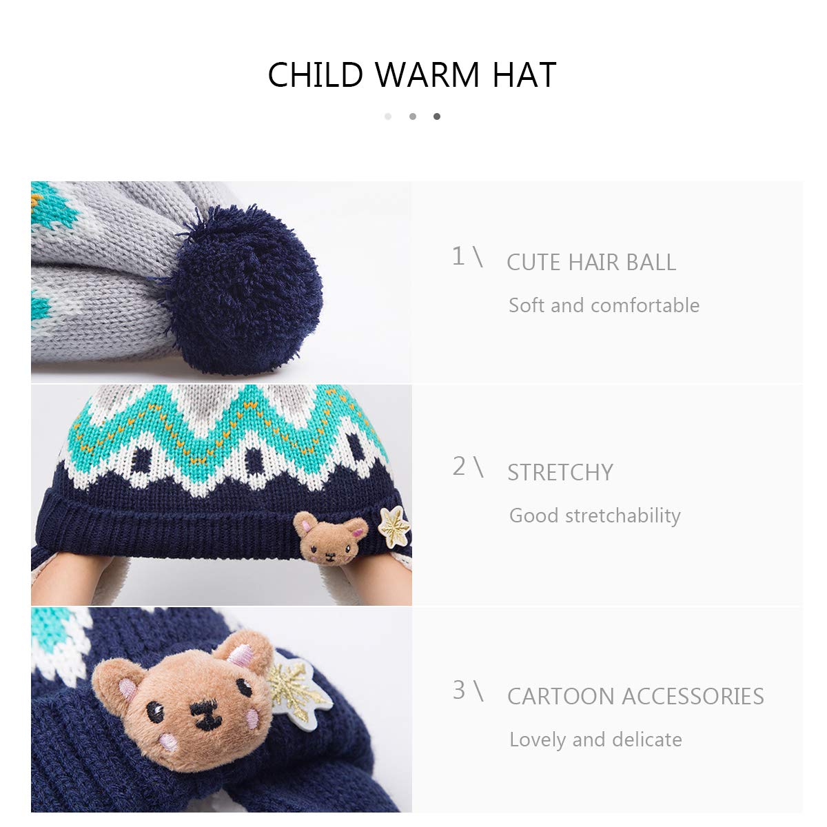 DORRISO Unisex-Baby Jungen Mädchen Mütze Schal Handschuh Set Niedlich Frühling Winter Herbst Beanie Strickmütze Warm Niedlich Klein Fuchs Wintermütze 1-6 Jahre alt