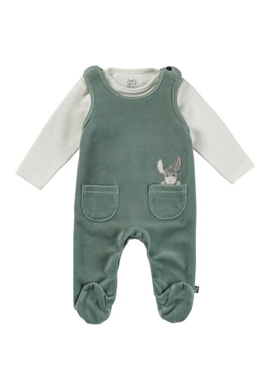 Sterntaler Strampler Set Emmi - Baby Strampler aus Nicki mit Esel Emmi Applikation - mit Langarm Shirt - Drucknöpfe im Schritt - bequemer Unisex Zweiteiler ab Geburt