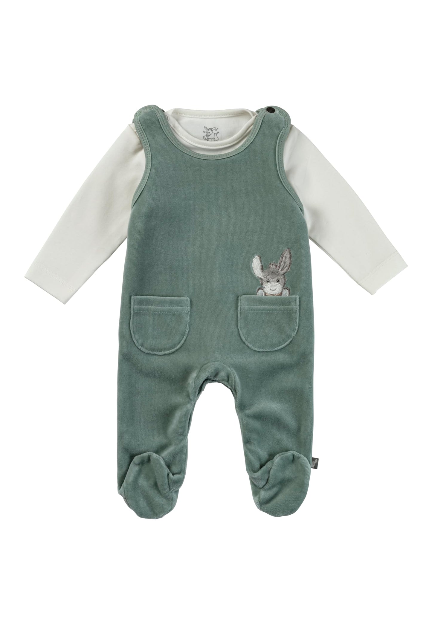 Sterntaler Romper Set Emmi - Baby Rompers made of Velour with Donkey Emmi Appliqué - with Long Sleeve Shirt - Snap Fasteners in the Crotch - Comfortable Unisex Two-Piece from Birth