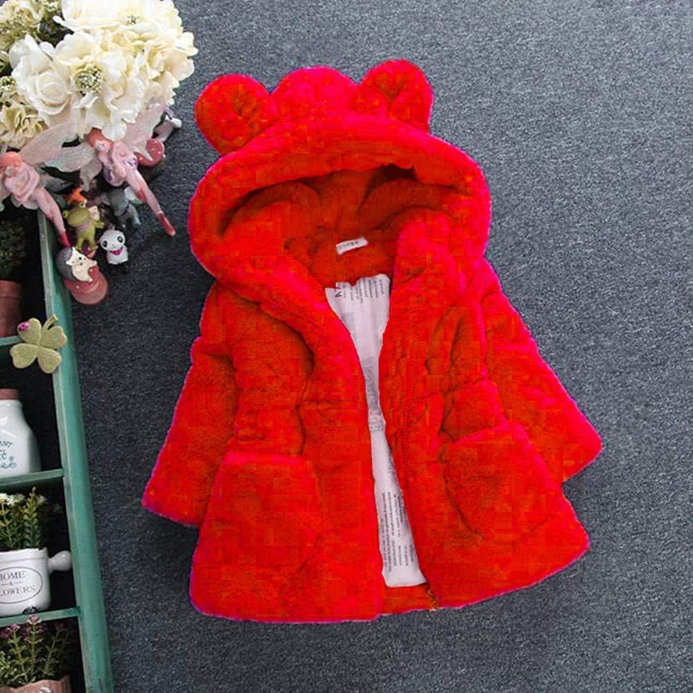 Angel ZYJ Girls' Fur Coat Winter Jacket Faux Fur Jacket Baby Girls Autumn Winter Coat Warm Jacket with Hood Wool Coat Hooded Jacket