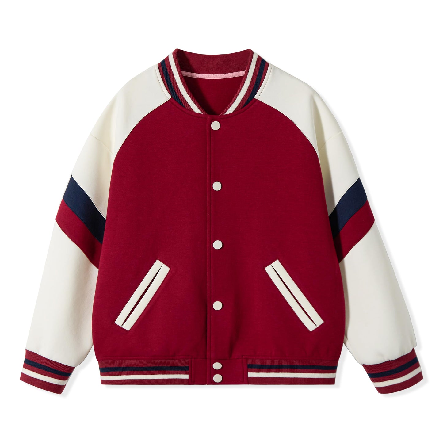 Rolanko Girls Baseball Jacket Boys Varsity Style Sweat Jacket with Pockets for School Bomber Coat for Children