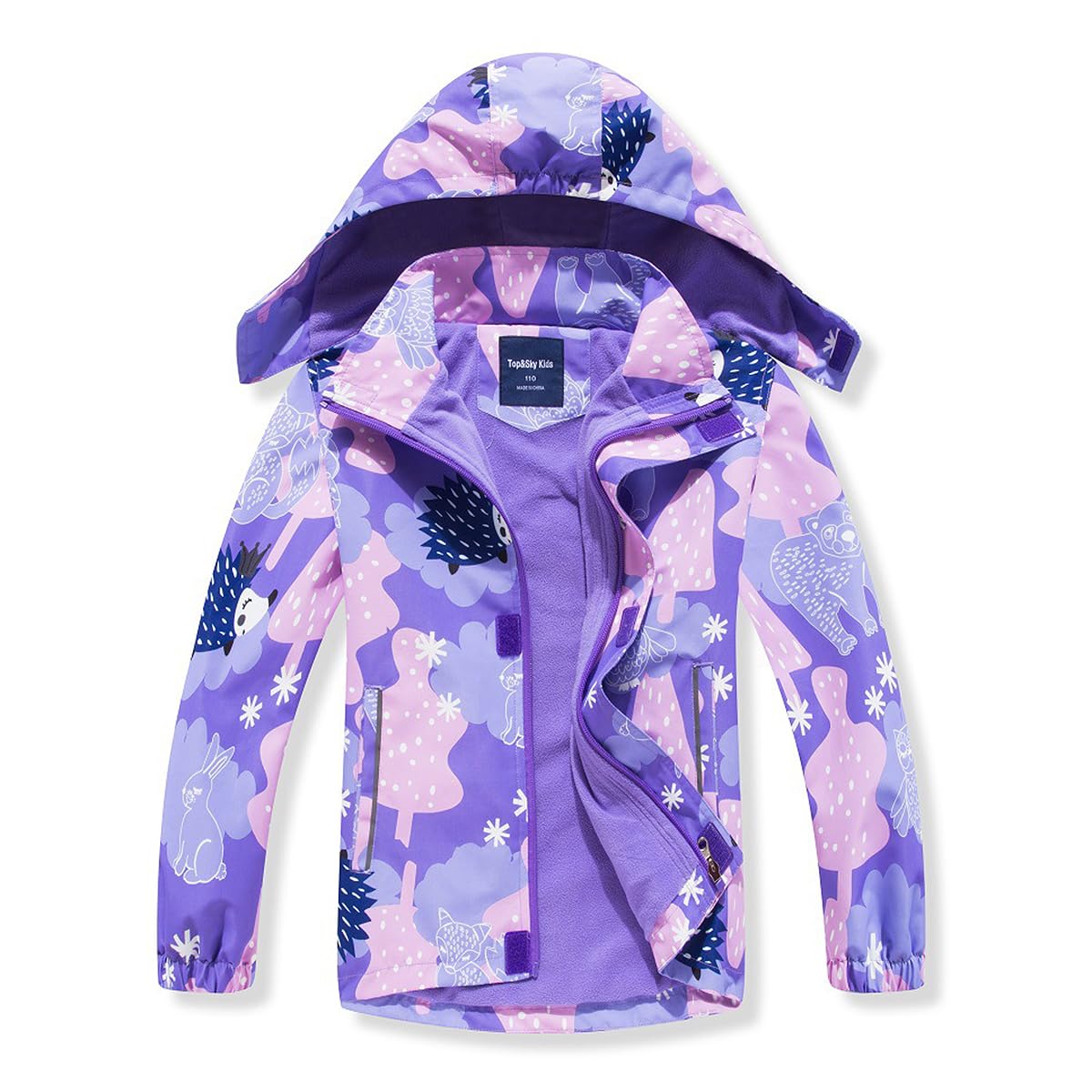 linboo softshell jacket girls' transitional jacket with hood, fleece-lined windbreaker, breathable rain jacket, waterproof outdoor jacket for children
