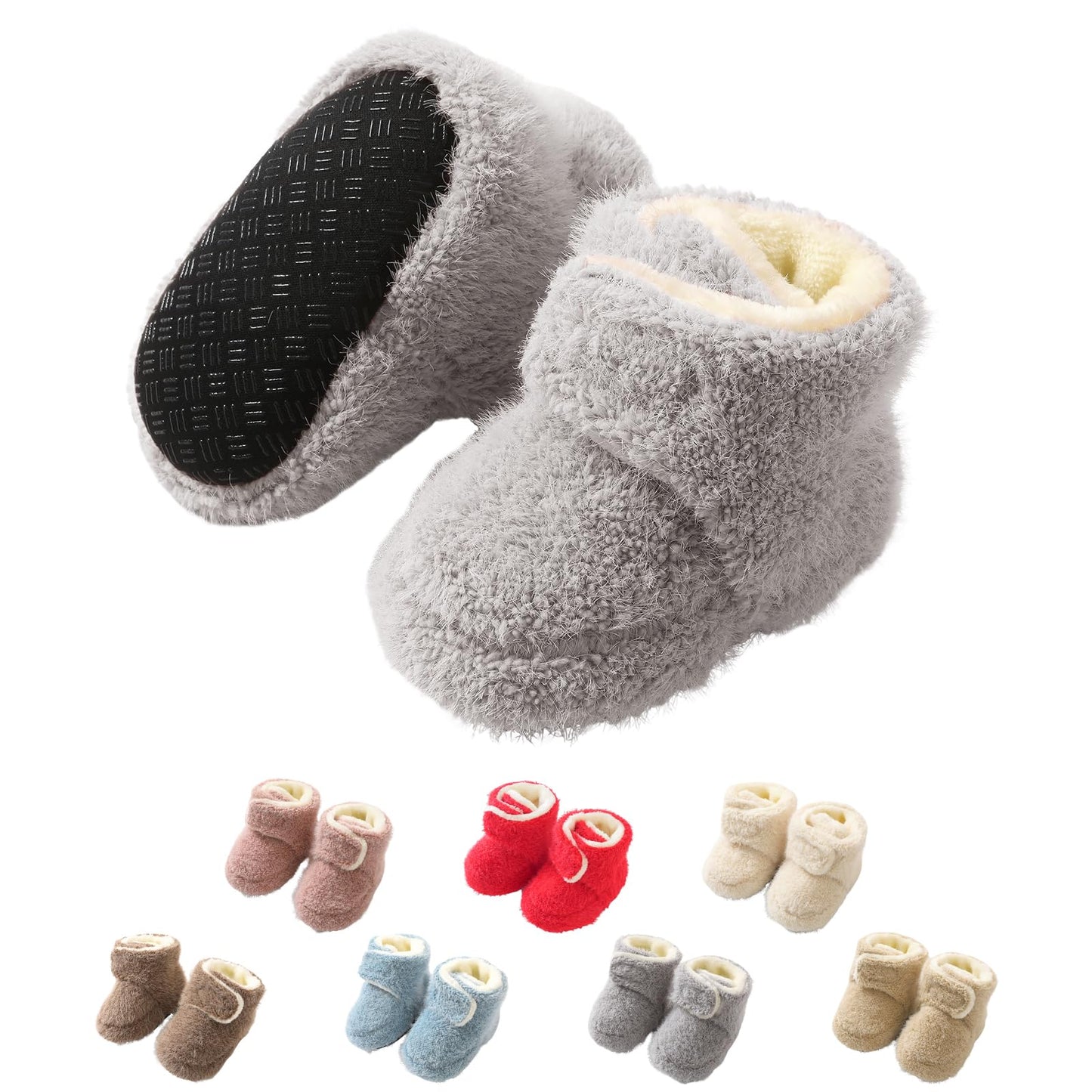 YloveM Toddler Baby Boys Girls Booties, Unisex Newborn Winter Shoes Thick Snow Boots Non-Slip Sole Soft Toddler Warm Sock Shoes