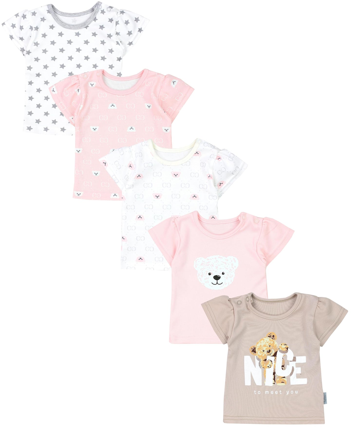 TupTam Baby Mädchen Kurzarm T-Shirt Gemustert Bunt 5er Set