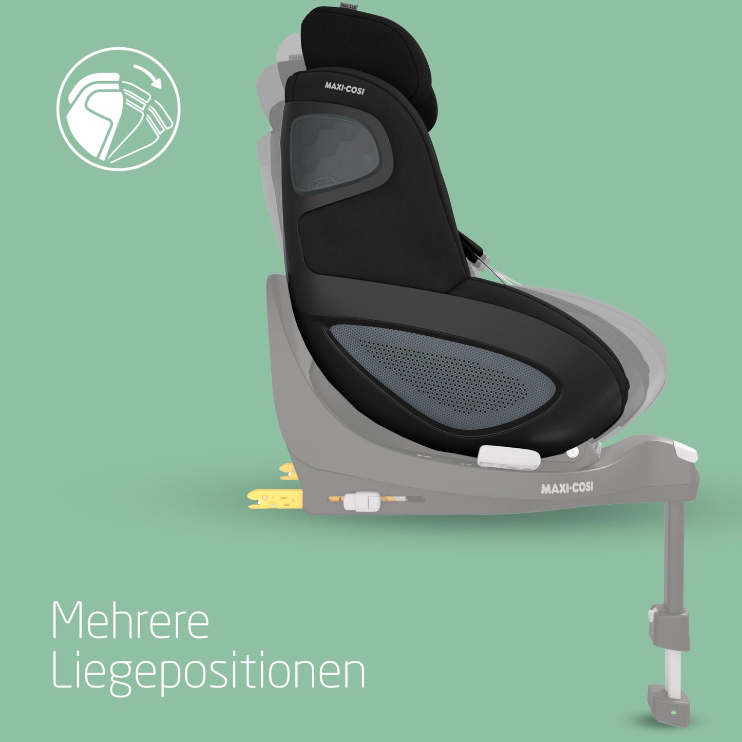 Maxi-Cosi Pebble 360 i-Size Babyschale Drehbar, Neugeborenen Autositz 360 Grad, 0–15 Monate (40–83 cm), Drehung mit einer, ClimaFlow, Easy-In-Gurt, G-CELL Seitenaufprallschutz, Essential Green