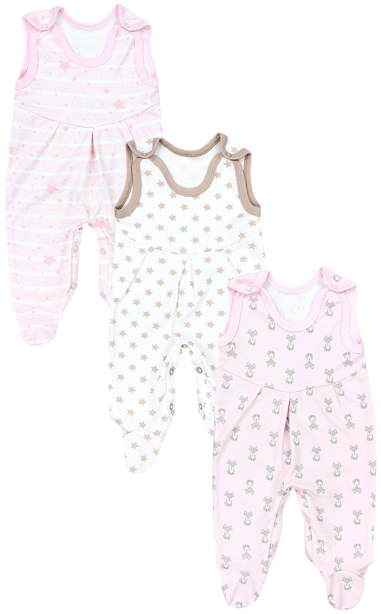 TupTam Baby Mädchen Strampler mit Fuß 3er Pack