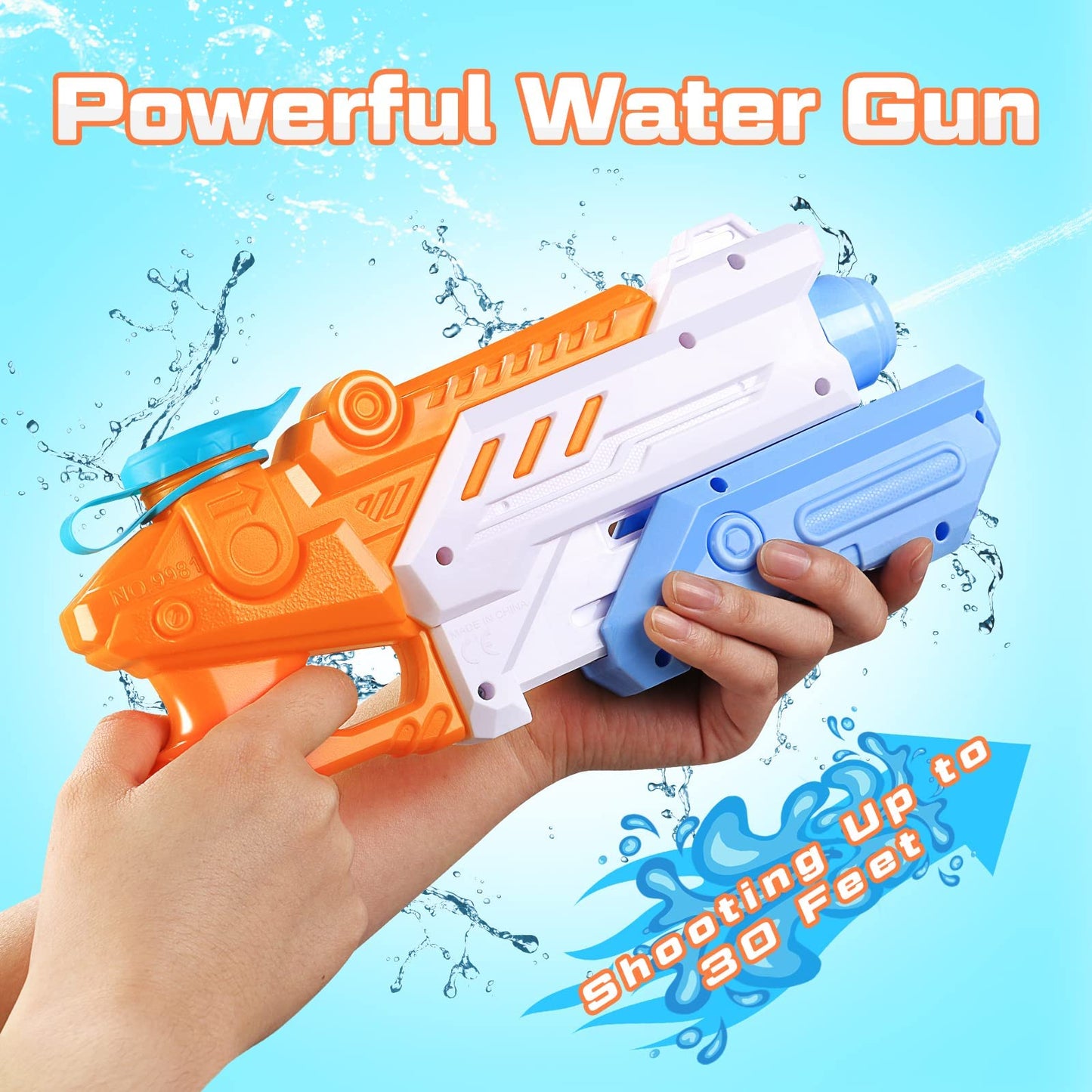 RONSTONE Wasserpistole Kinder 4 Stück - Wasserpistolen mit 9 Meter großer Reichweite und 300ML Wasserkapazität - Sommer Schwimmbad Pool Strand Wasserschlacht Wasserspritzpistole Spielzeug