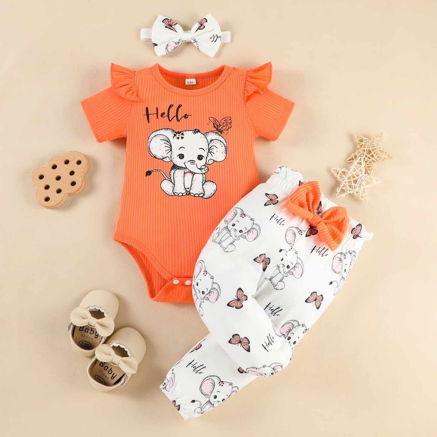 Generisch Hose 92 Junge Set Neugeborenen Baby Mädchen 3-teiliges Herbst-Outfit Langarm-Strampler + Schleife Print Hose + Stirnband Set Neugeborenen Mädchen Kleidung Neugeborenen Set Kleidung