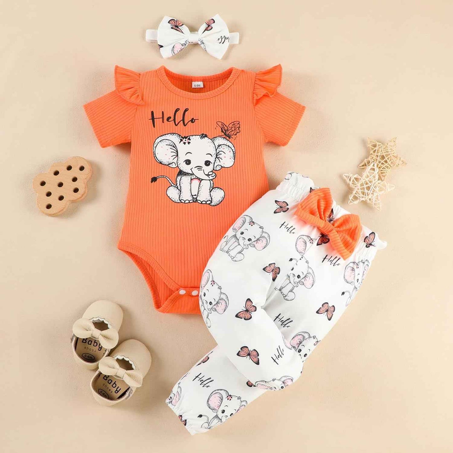Generisch Hose 92 Junge Set Neugeborenen Baby Mädchen 3-teiliges Herbst-Outfit Langarm-Strampler + Schleife Print Hose + Stirnband Set Neugeborenen Mädchen Kleidung Neugeborenen Set Kleidung