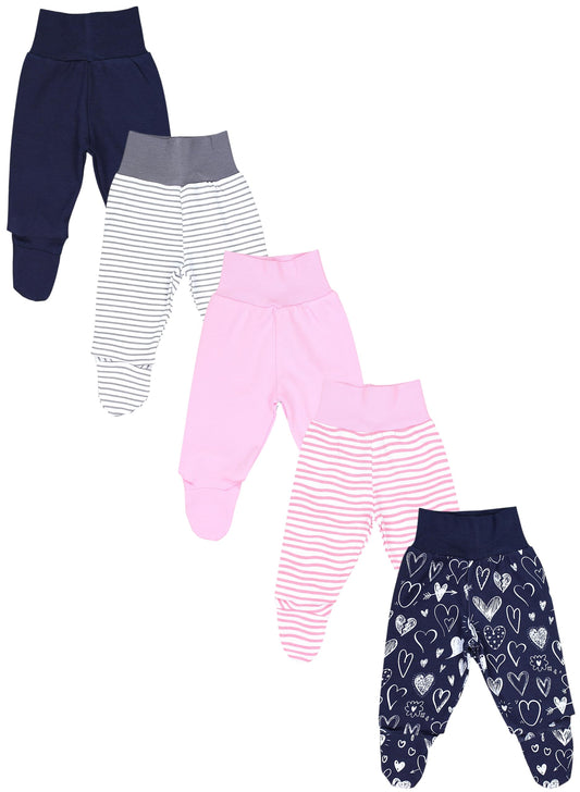 TupTam Baby Strampelhose Jungen Mädchen Hose mit Fuß 5er Pack