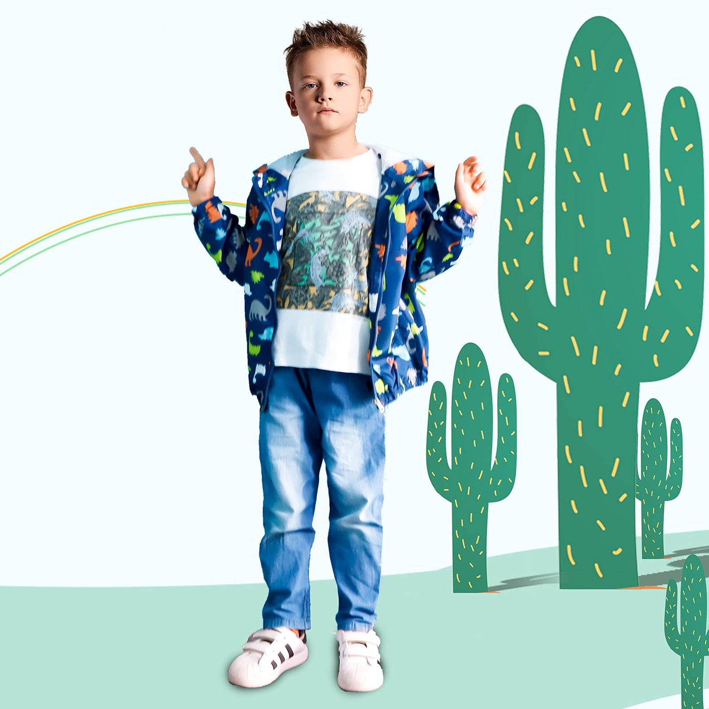 JinBei Jacke Baby Junge Kinder Jacken Kapuzen Sweatjacke Kapuzenjacke Cartoon Aufdruck Jungen Winddicht Mantel Windjacke Übergangsjack Frühling Herbst Outwear Softshelljacke 1-7 Jahre