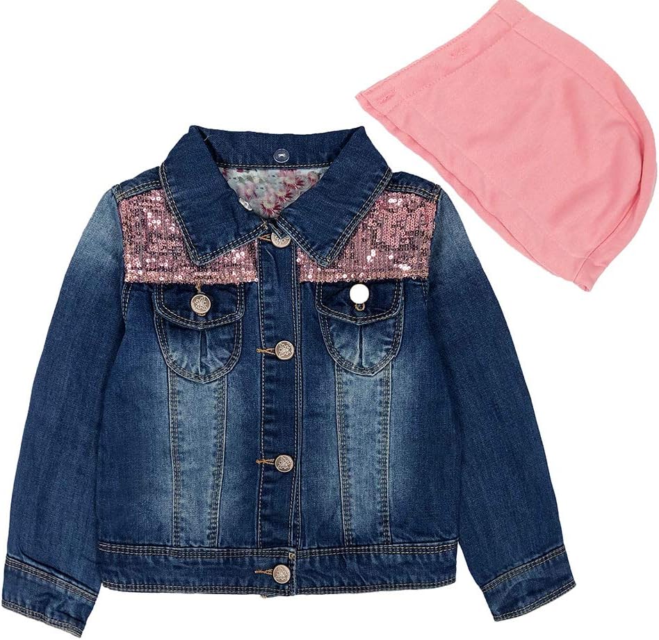Peacolate 2-11 Jahre kleine Mädchen Stickerei Pailletten Schmetterling Mäntel Jeansjacke