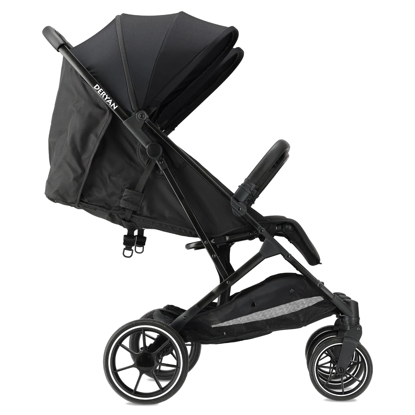 Deryan XP X2 Kinderwagen Buggy 2 in 1 - Buggy klein zusammenklappbar - Geburt bis 4 Jahre - Baby Wagen pro Sitz belastbar bis 22kg - Kinderbuggy klappbar - KOMPAKT & FALTBAR - Grau