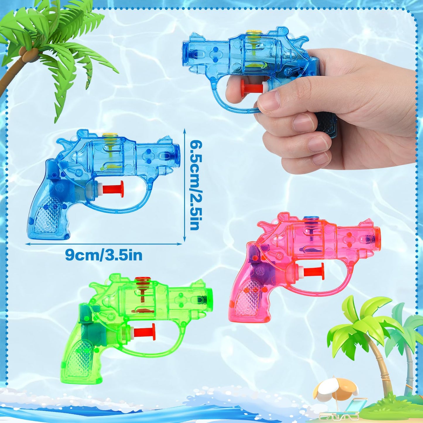 DERAYEE 12 Stück wasserpistole klein,Wasserspritzpistolen,Spritzpistole,Mini Wasserpistolen,Sommer Spielzeug Garten Pool Party Mitgebsel für Kinder