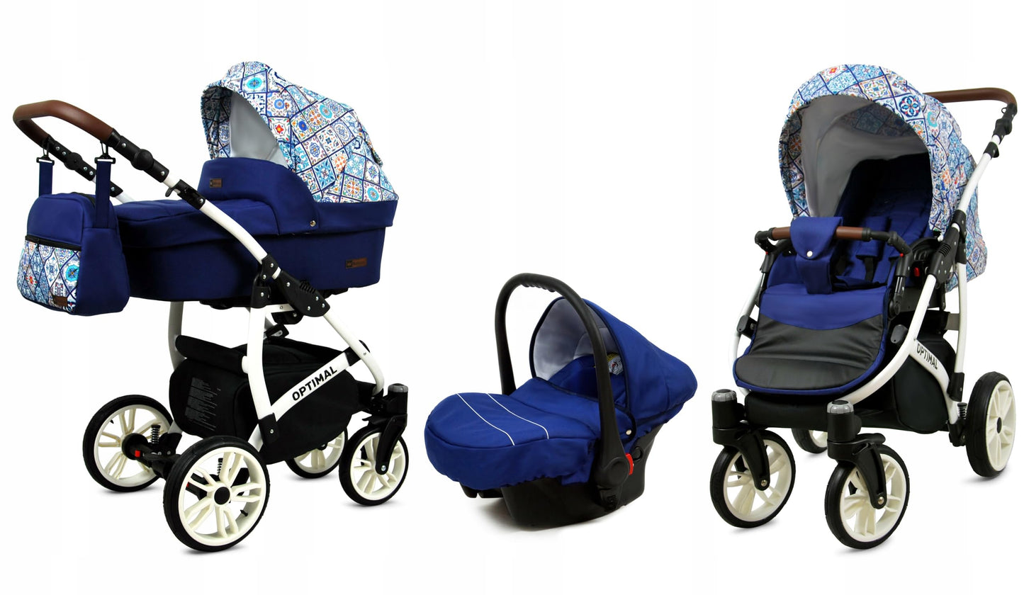 BabyLux® Kinderwagen Set 4 in 1 - Optimal - incl. Babywanne, Buggy Sportsitz, Auto-Babyschale, ISOFIX-Basisstation - Autositz - Kinderwagenset - Kombikinderwagen mit Wickeltasche usw.