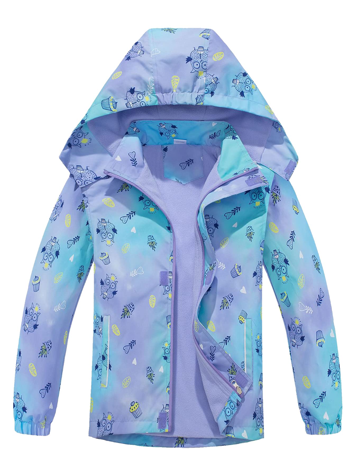NATUST Mädchen Gefütterte Regenjacke Kinder Winddicht Übergangsjacke mit Abtrennbare Kapuze