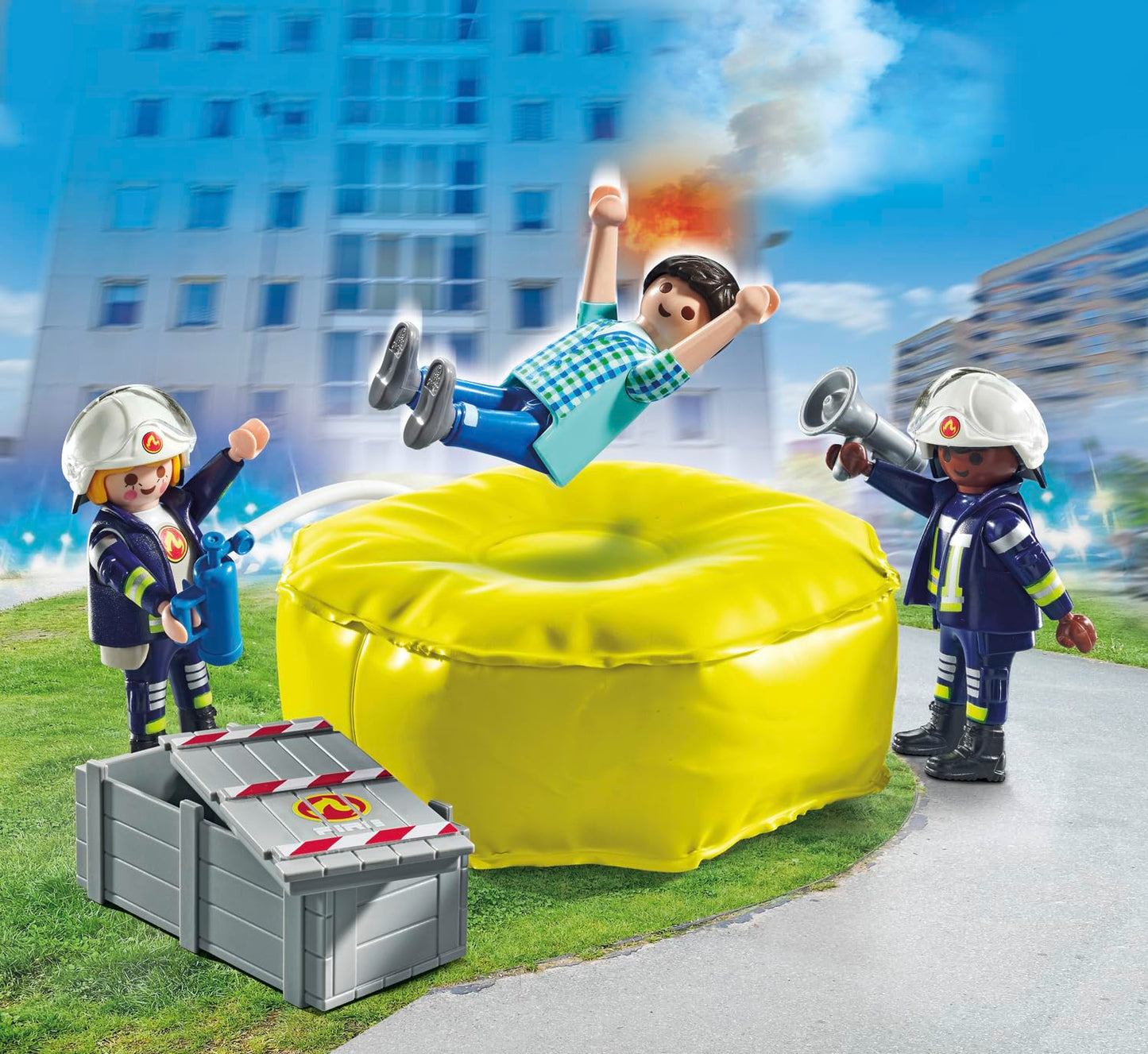 PLAYMOBIL Action Heroes 71464 Fire Boat with Aqua Scooter, Exciting Water Rescue, Includes Diving Goggles, Flippers and Life Jacket, Realistic Toy for Children from 4 Years