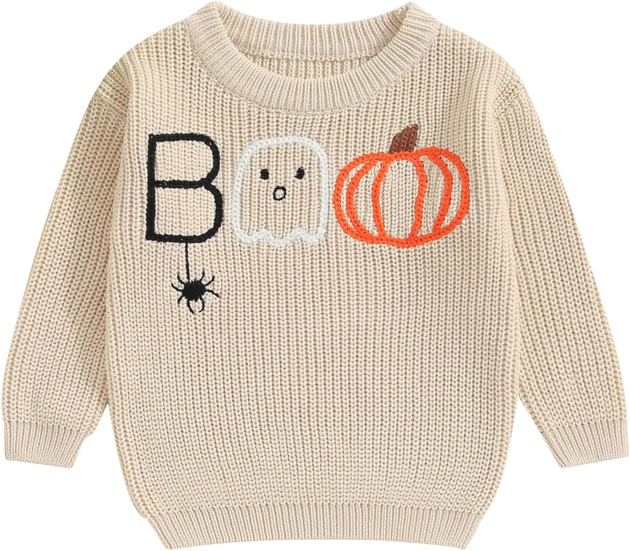 Yassiglia Baby Halloween Strickpullover Kleinkinder Kürbis/Geist Sweatshirt Langarm Rundhals Gestrickter Pullover Neugeborenes Baby My First Halloween Outfit