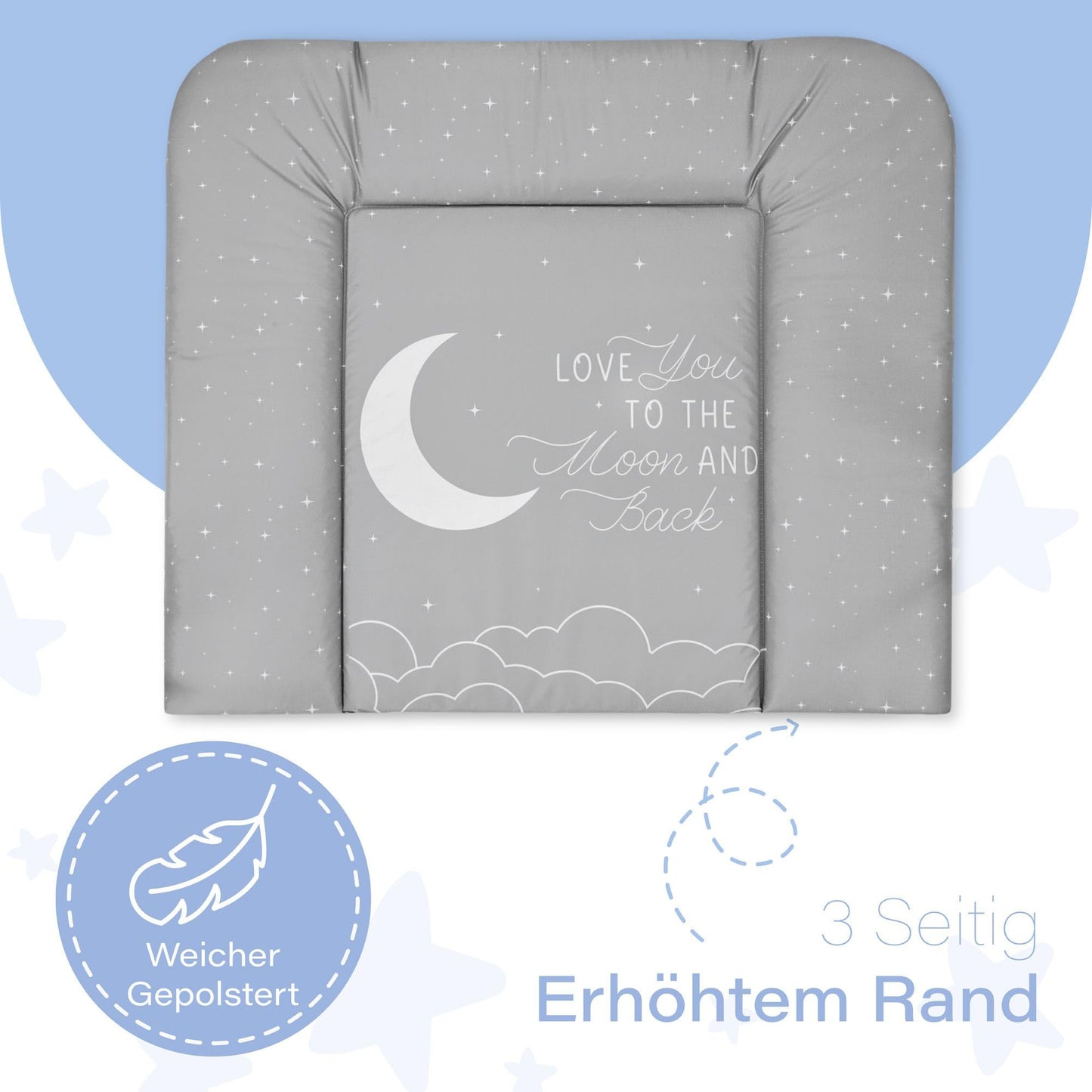 Wickelauflage Wickelunterlage abwaschbar und wasserdicht 75x72 cm - Wickelmatte zum Auflegen auf Wickeltisch Wickelaufsatz Wickelkommode oder Waschmaschine changing mat 75 x 72 Safari Motiv