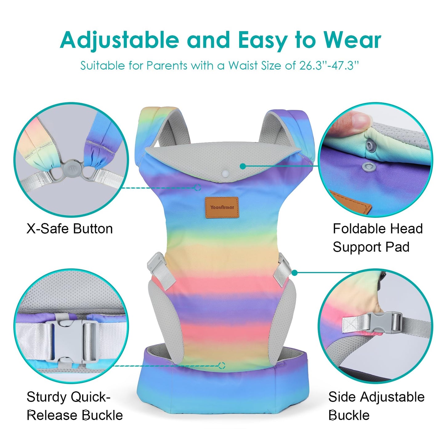 YooxArmor Babytrage für Neugeborene ab Geburt,Ergonomische gemütlich und leichtgewichtig Babybauchtrage mit Nackenstütze,Rückentrage Baby-Tragetasche Geeignet für 3-30 kg