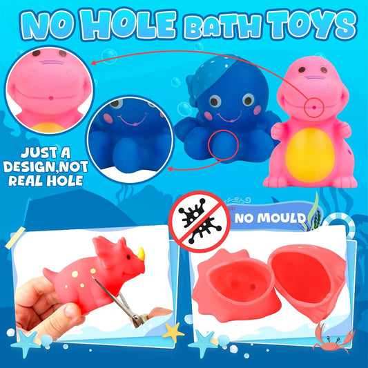 Jovicos Bath Toys for Babies from 1 Year, No Hole Water Toys for Children, 9 Pieces Bath Toys Pool Toys Gifts for Boys and Girls