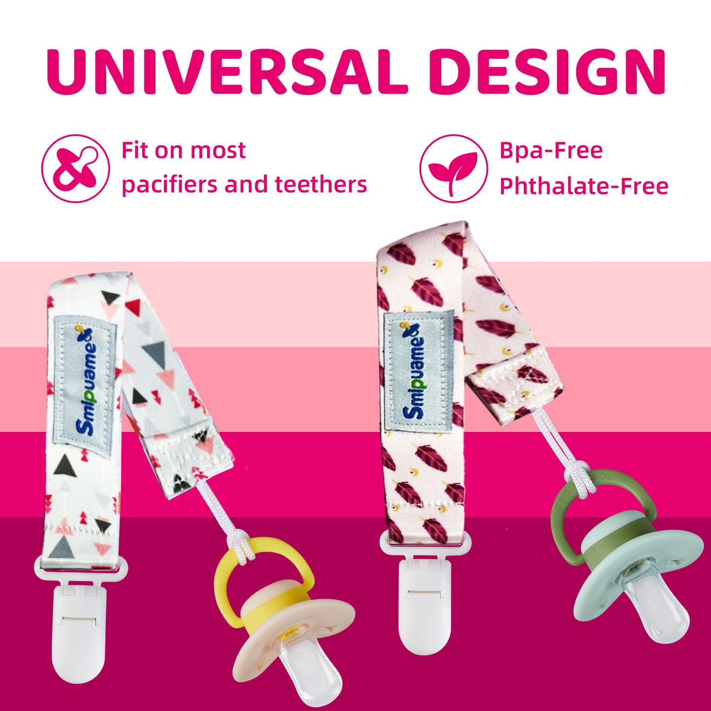 Smlpuame Baby Schnullerkette Mädchen Junge,6 Stück BPA-Frei Schnullerband Stoff Mädchen Junge,Schnuller Kette Nuckelkette Passen Die Meisten Schnuller und Beißspielzeug,Dummy Clips für Baby (Tier)