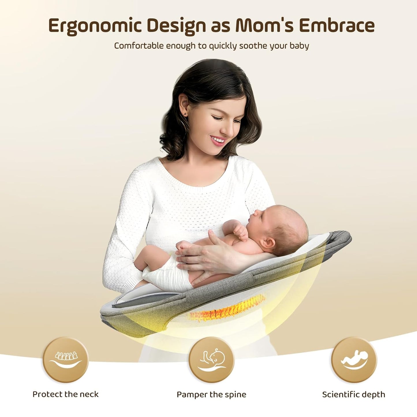 Bluetooth Elektrische Babyschaukel, Upgrade 5-Punkte Geschirr Elektrische Babywippe mit 5 Geschwindigkeiten 3 Timer und 10 Musik, Mobiler APP/Fernbedienung/IMD Panel-Steuerung Babywippen (Dunkelgrau)