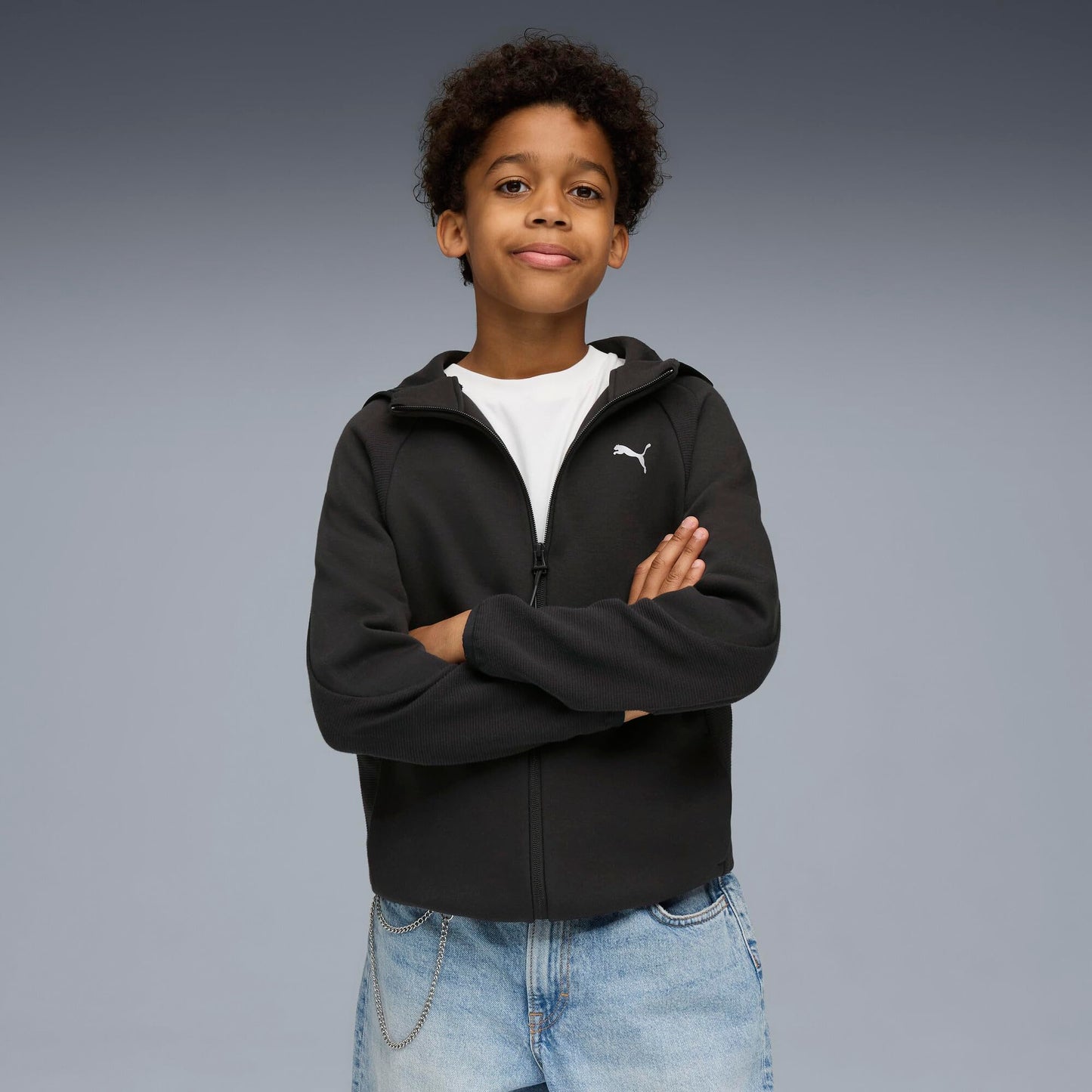 PUMA Boys' Evostripe Full-Zip Hoodie Dk B Sweat Jackets (1 Pack)