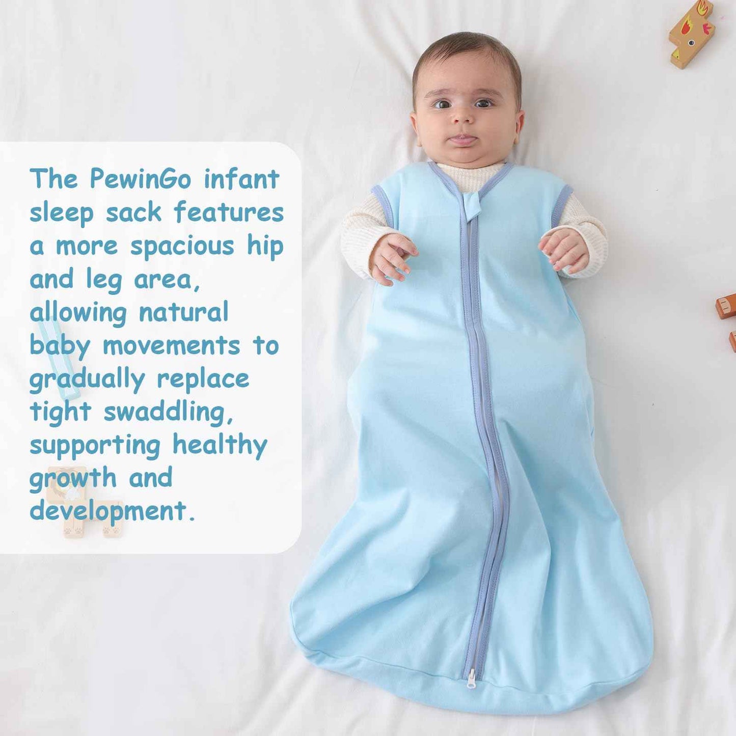 PewinGo Baby Sleeping Bag, 0.5 Tog, 2 Pieces, Made of 100% Cotton, for Newborns 0-6 Months, Double Zip, Soft & Breathable, Machine Washable (Beige)