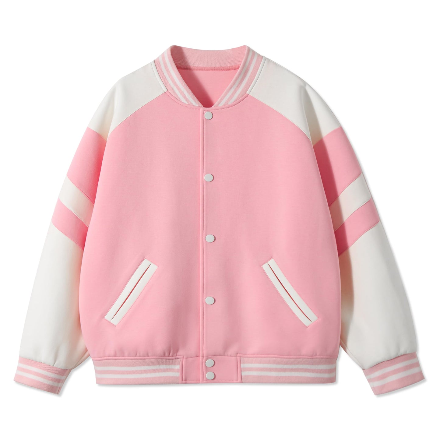 Rolanko Girls Baseball Jacket Boys Varsity Style Sweat Jacket with Pockets for School Bomber Coat for Children