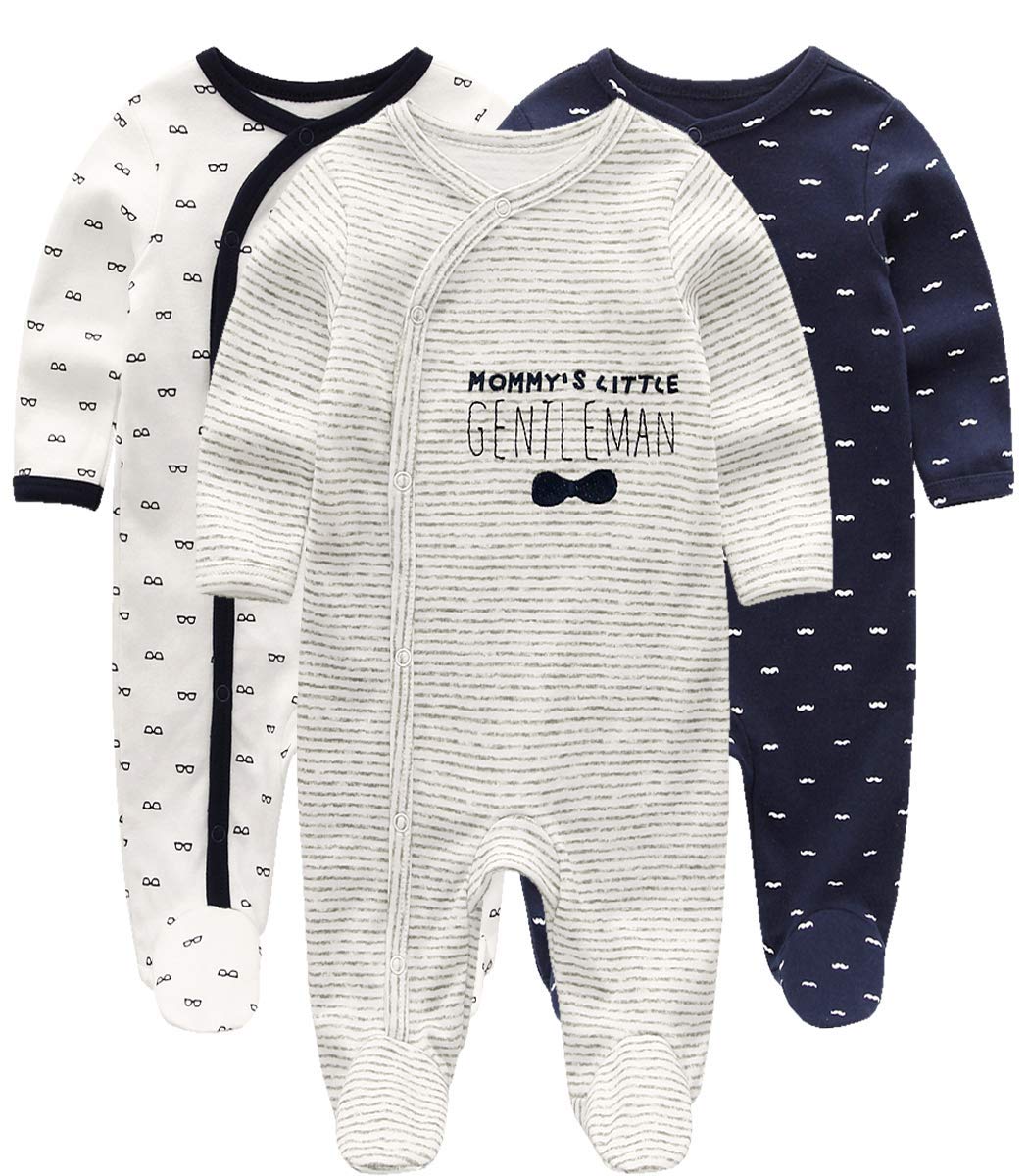 Kiddiezoom Baby-Jungen Mädchen Schlafstrampler, 3er Pack