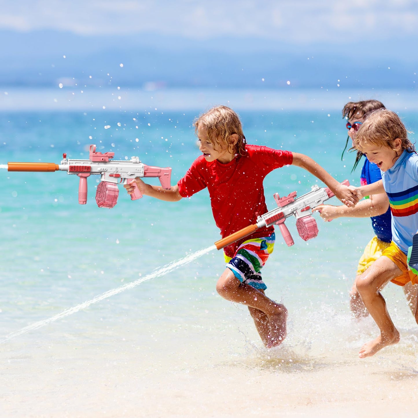 Elektrische Wasserpistole Sehr Stark Wassermaschinenpistole mit Wiederaufladbare Batterie Squirt Gun Wasser Spielzeug bis zu 20ft,Outdoor Water Gun Schießspiel für Erwachsene and Kinder (Blau)