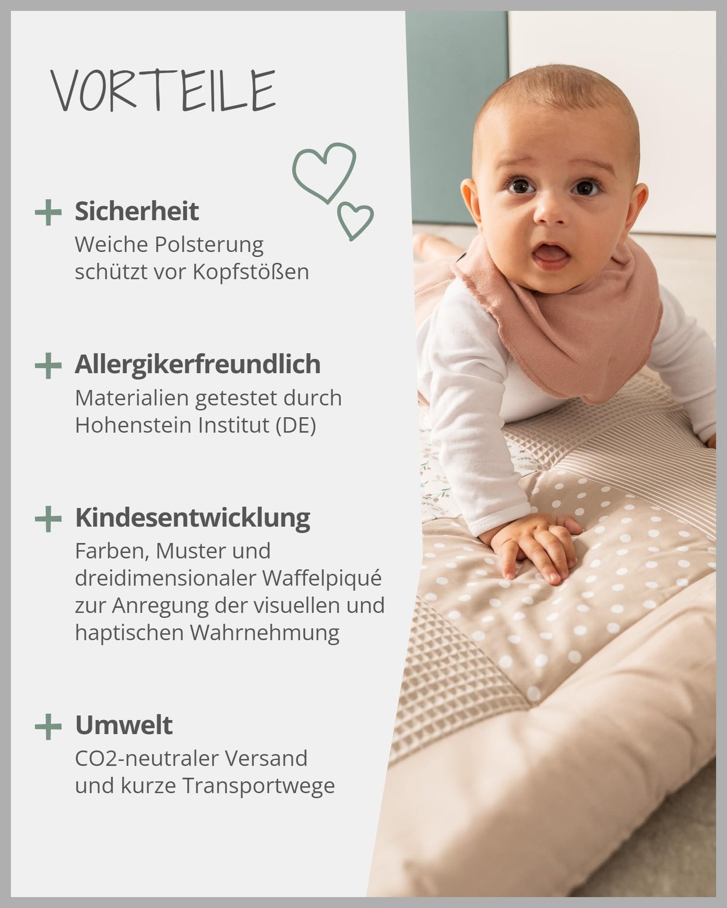 ULLENBOOM Krabbeldecke für Baby 100x100 cm, 100% OEKO-TEX Materialien, Made in EU, Dick & weich gepolstert, Sandblume - ideal als Babydecke, Laufgittereinlage & Spieldecke Baby
