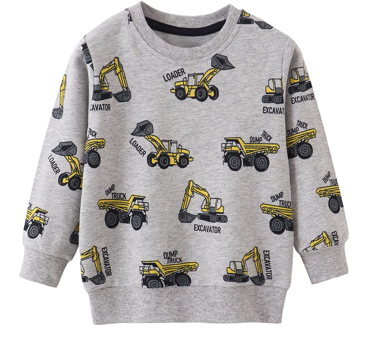 EULLA Children's Boys' Pullover Sweatshirt Long Sleeve Cotton Dinosaur Excavator Tractor Planets Winter Tops 1-7 Years 92 98 104 110 116 122