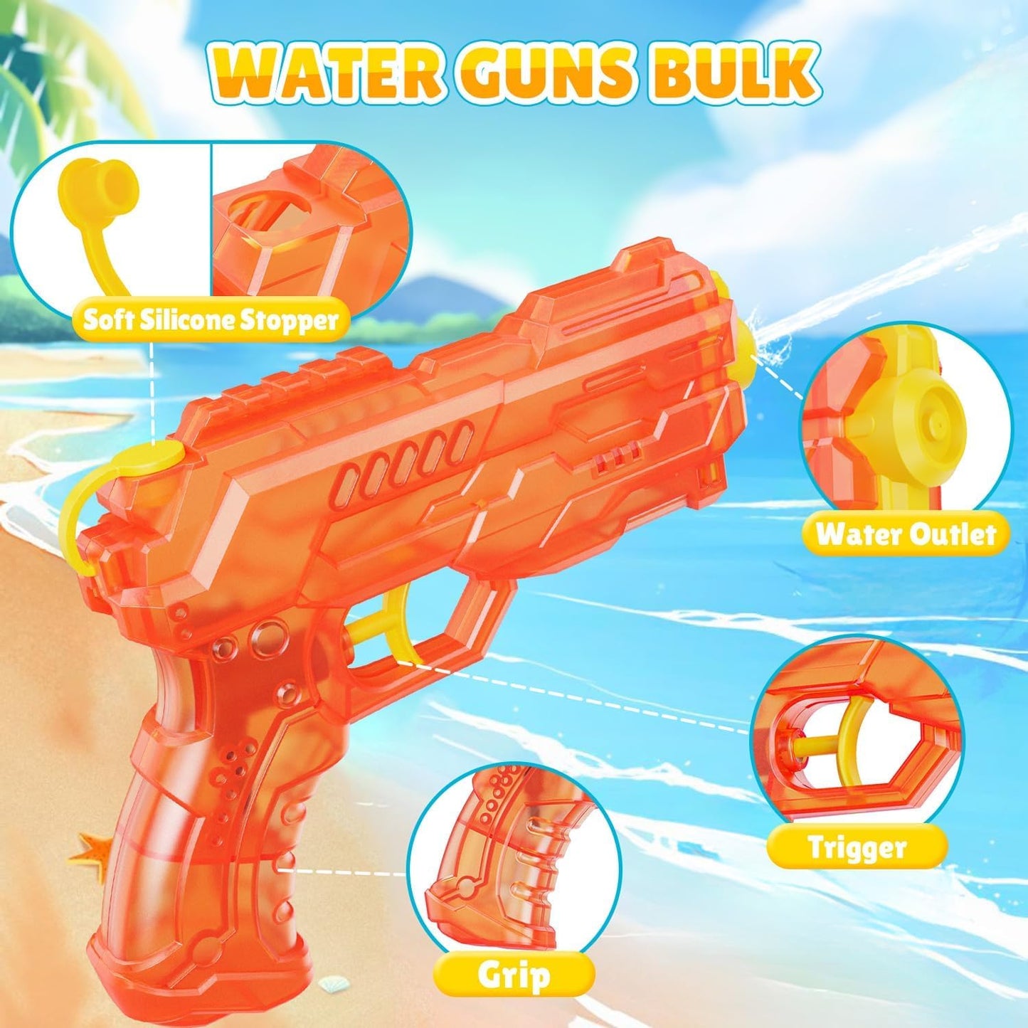Wasserpistolen 2er-Set Wasserspritzpistole, Spritzpistole, Wasserpistole für Kinder, große Reichweite, Wasserpistole für Kinder, Erwachsene, Sommer, Außenpool und Strandspielzeug (Blau + Orange)