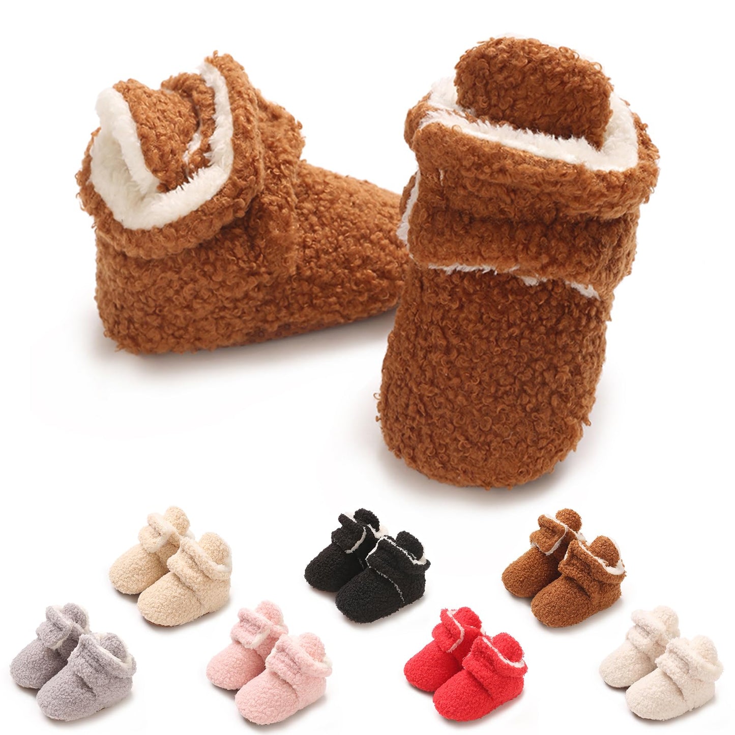 YloveM Toddler Baby Boys Girls Booties, Unisex Newborn Winter Shoes Thick Snow Boots Non-Slip Sole Soft Toddler Warm Sock Shoes