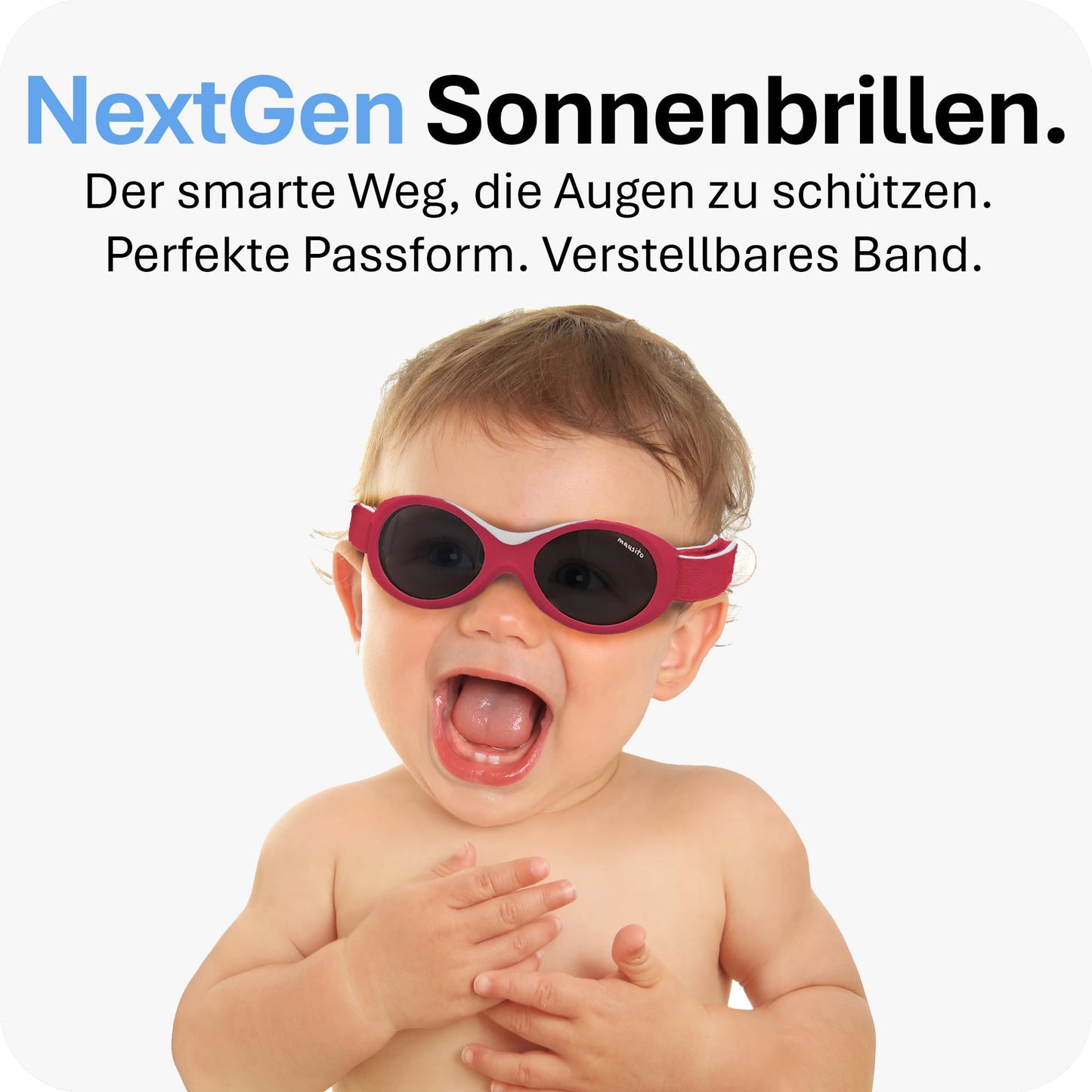 Mausito BABY Sonnenbrille 0-18 Monate Mädchen I VERGLEICHSSIEGER Sonnenbrille Baby 100% UV-Schutz I BIEGSAM & verstellbares Band I Schadstofffrei I Europäisches Design für Kinder gemacht