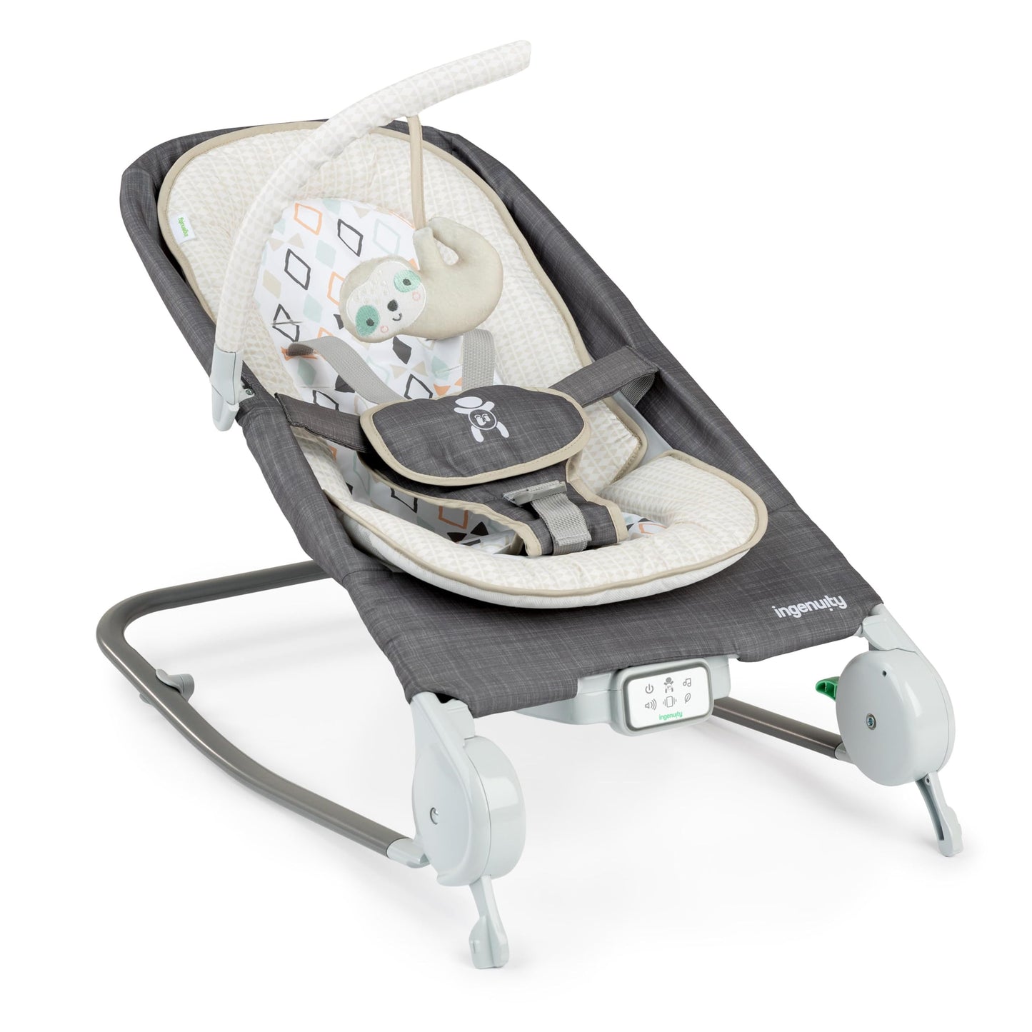 Ingenuity, Cuddle Lamb Babywippe Babyschaukel mit Schaukelfunktion und Vibrationen, Spielbogen mit 2 Plüsch Spielzeug, Musik, 4 Naturgeräuschen und Lautstärkeregler, ab Geburt bis 18 kg