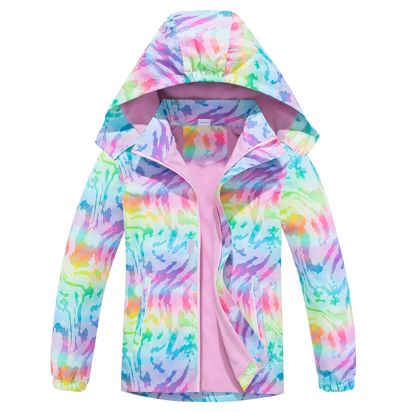 SXSHUN Children's Girls' Softshell Jacket with Fleece Lining Transition Jacket Print Hiking Jacket Outdoor Jacket Warm Windproof Breathable Spring Autumn