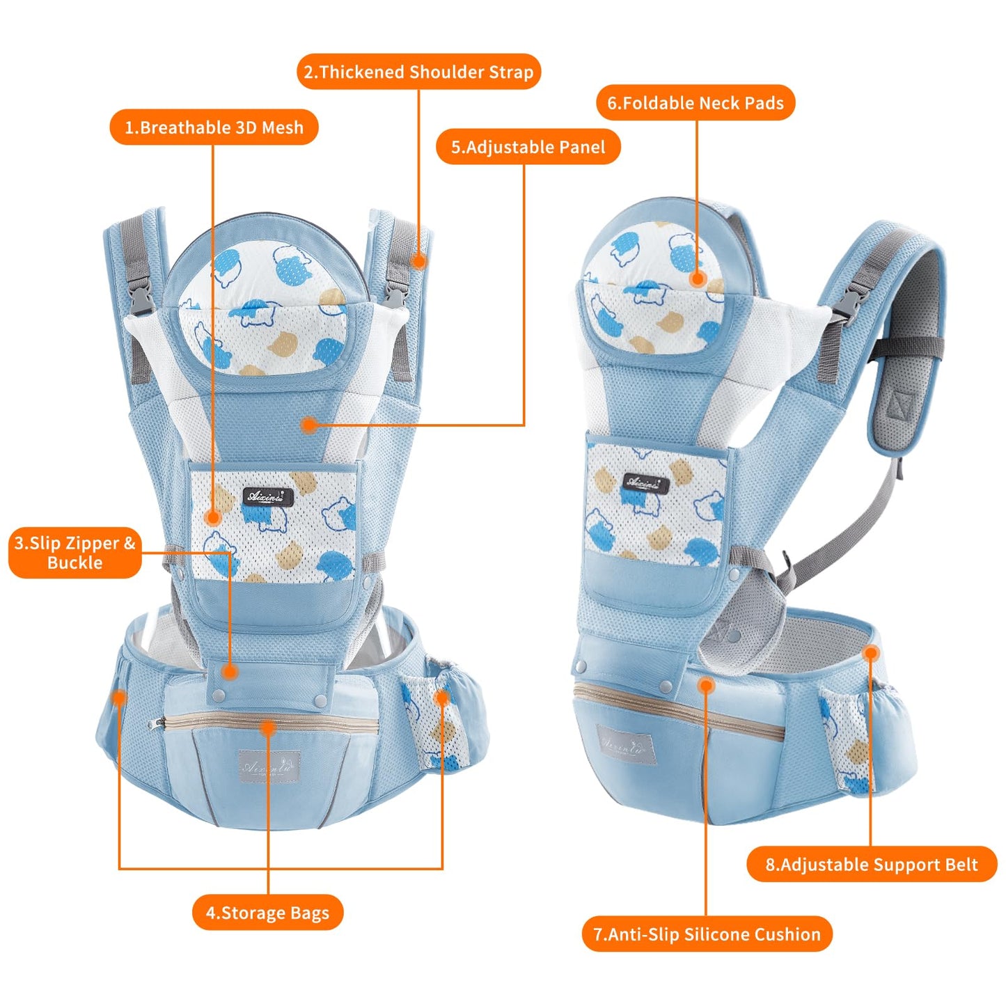 IULONEE Babytrage Baby-Tragetasche Babytrage Neugeborene Ergonomische Babytrage Einfach Anzuziehen Babytrage Hüftsitz Baby Tragegurt Babytragetuch Ideal Für Freihändiges Elterndasein (Grau)