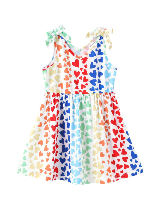 PATPAT Mädchenkleid ärmellos, Baby Mädchen Kleid mit Schleife an den Schulterträgern für Geburtstag, Party, Bankett, Hochzeit, Urlaub, Bunt