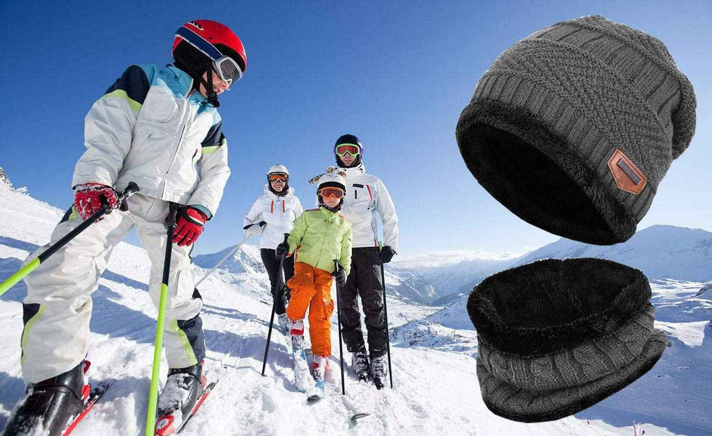 K.tchard Children’s Winter Hat, Beanie Hat with Scarf Set, Slouchy Knitted Hat, Warm Knitted, Skull Cap, Fleece Lining Hat 2–8 Years