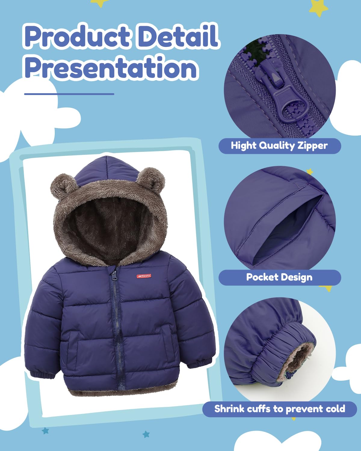 Baby Winter Fleece Coat Kids Boys Jacket Outwear Girls Padded Clothing