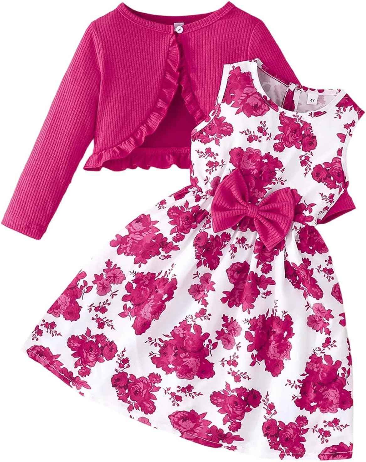 2026 Girls Outfits, 2 Piece Set, Toddler Dresses with Jacket, Casual Spring and Autumn Outfits for Babies Aged 2-8 Years, Fashionable Combination of Halloween Costume Toddler