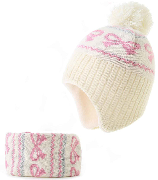 Winter Hat Girls Kids Beanie Earflap Pompom Baby Knitted Hat Girls