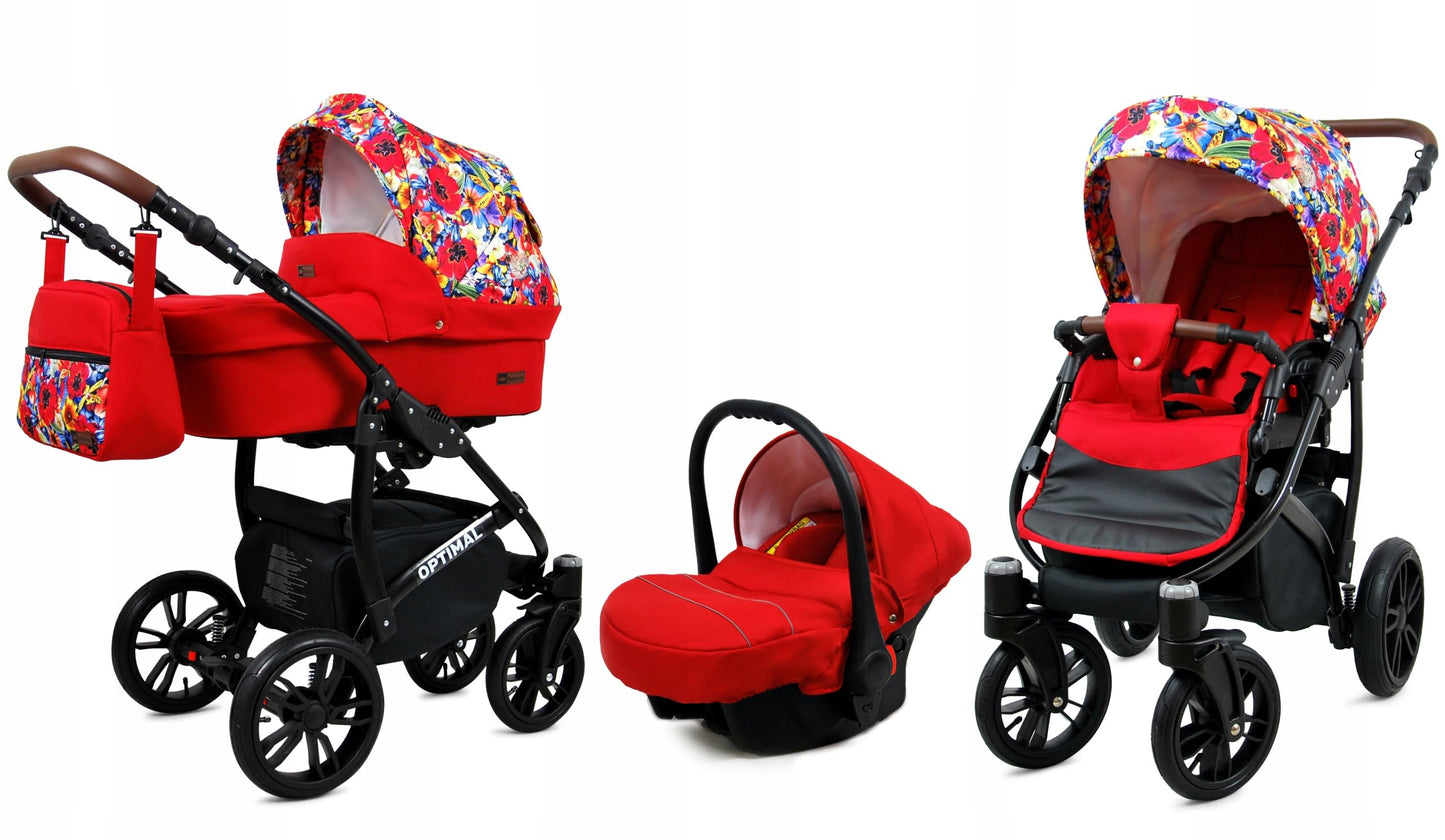 BabyLux® Kinderwagen Set 4 in 1 - Optimal - incl. Babywanne, Buggy Sportsitz, Auto-Babyschale, ISOFIX-Basisstation - Autositz - Kinderwagenset - Kombikinderwagen mit Wickeltasche usw.